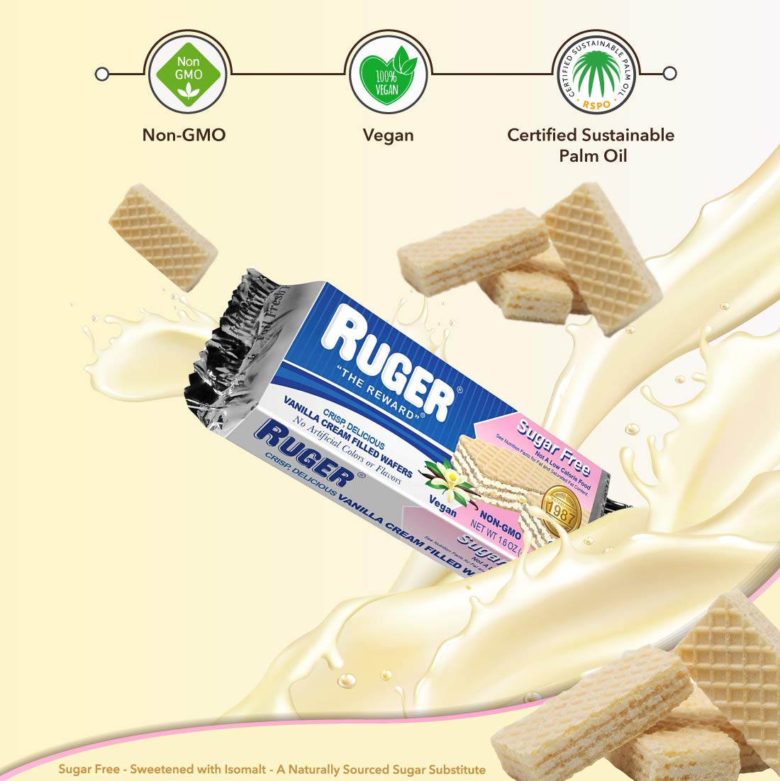 Ruger Sugar Free Vanilla Wafers, 1.6 Oz (Pack Of 12)