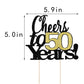 LVEUD Cake Topper - Cheers to 50 Years, 7x8 inches, Black Font with Golden Numbers, Model LX322-334