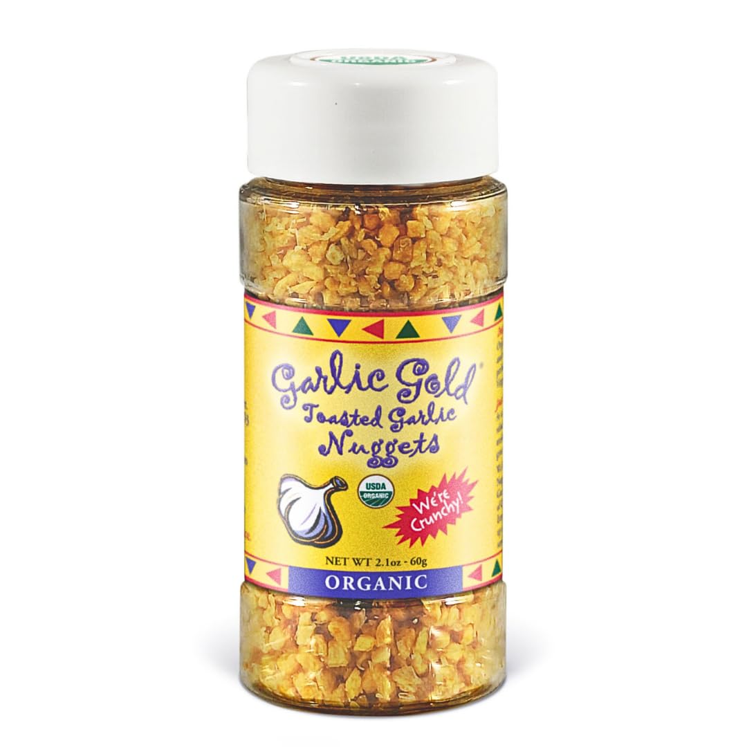 Garlic Gold Toasted Nuggets, Crunchy Roasted Garlic Seasoning, Usda Certified Organic Salad Topper, Keto Paleo Friendly (2.1 Ounces, 1 Pack)