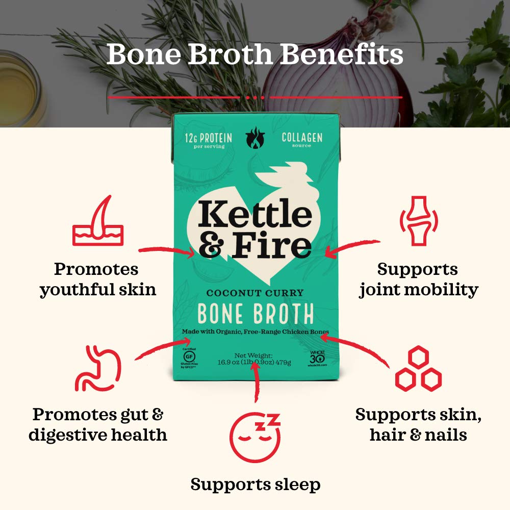 Kettle & Fire Coconut Curry Chicken Bone Broth 16.9 Oz