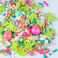 Sweets & Treats Boutique Luau Cake Decorations - 4oz Ice Cream Sprinkles, Pastel & Bright Jimmies with Edible Palm Tree Candy