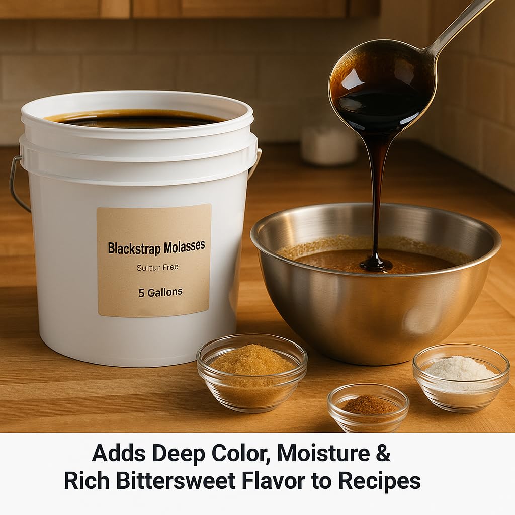 5 Gallon Unsulfured Blackstrap Molasses | Sulfur-Free Cane Molasses for Baking  Cooking  Sauces & Food Production