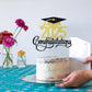 Florcmet Graduation Cake Topper, Black Gold Glitter, 5.1 x 6.5 inches, 2025 High School/College/Senior Decor