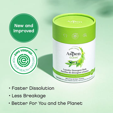 Eucalyptus Laundry Pods By Aspenclean, New And Improved Packaging, Zero Plastic, Vegan, Hypoallergenic Natural Laundry Detergent