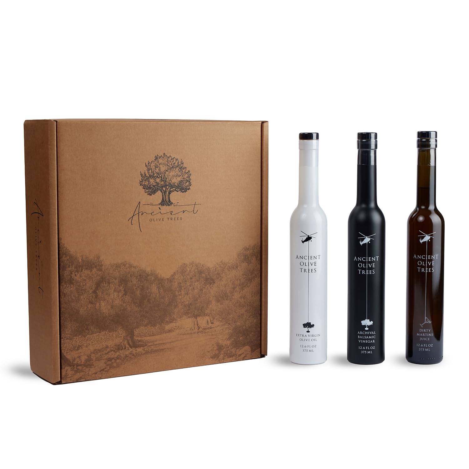 ANCIENT OLIVE TREES Dirty Martini Juice with Balsamic Vinegar & Olive Oil, Dinner Party Pack, 12.6 Fl Oz (Pack of 3)