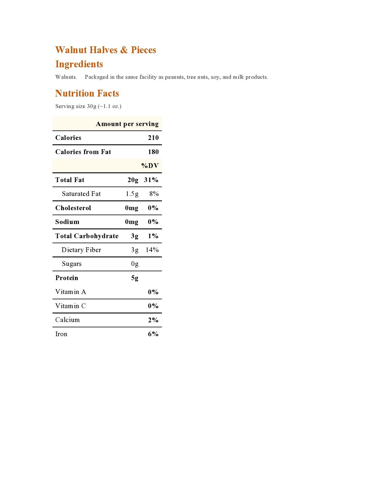 Walnut Halves & Pieces - 5 Lb.