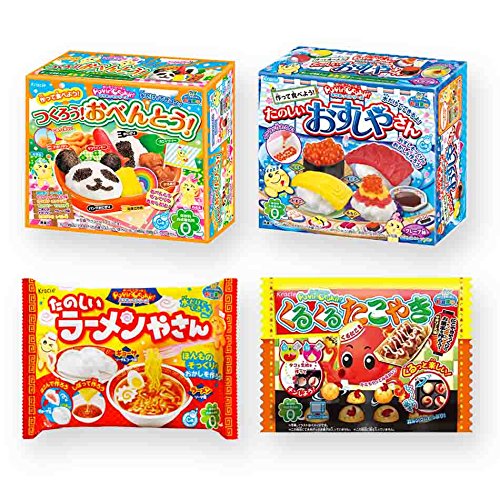 Ninjapo Wrapping Kracie Japanese Diy Candy ''Popin Cookin'' G Set: Assortment Of Bento, Sushi, Ramen, Takoyaki (Total 4)