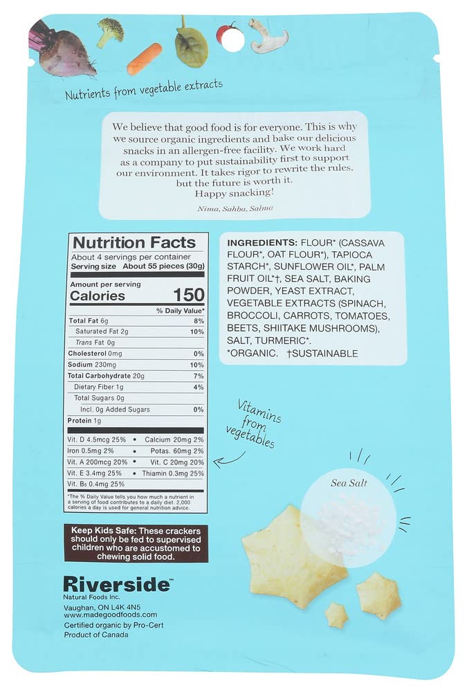 Madegood Organic Sea Salt Star Puffed Crackers, 4.26 Oz