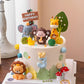 LXASIY Jungle Safari Animal Cake Toppers - 10 Pcs, Paper, Elephant Giraffe Lion Monkey, Glittery Tropical Leaves, Safari Theme