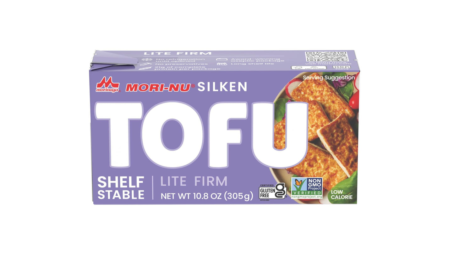 Mori-Nu Silken Tofu Lite Firm | Velvety Smooth And Creamy | Low Fat, Gluten-Free, Dairy-Free, Vegan, Made With Non-Gmo Soybeans, Ksa Kosher Parve | Shelf-Stable | Provides Protein | 12.3 Oz X 12 Packs
