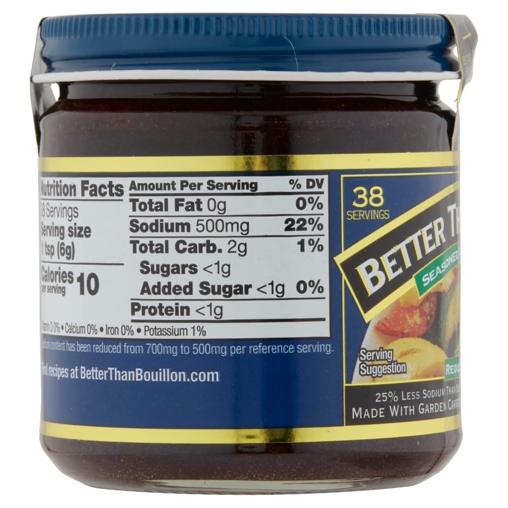 Better Than Bouillon All Natural Reduced Sodium Vegetable Base, Made with Seasoned Vegetables, Makes 9.5 Quarts of Broth, 38 Ser