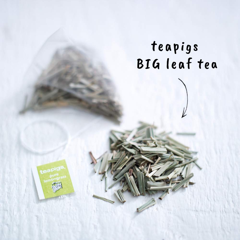 Teapigs Pure Lemongrass Tea Bags - Whole Leaves, 15 Count, Pack of 6