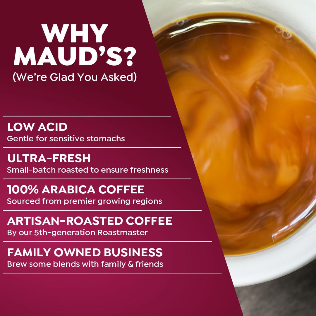 Maud'S Decaf Raspberry Chocolate Flavored Coffee Pods, 18 Ct, Decaffeinated Medium Roast Flavored Coffee In Recyclable Single Se