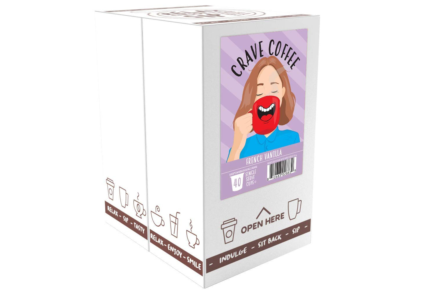Crave Beverages Flavored Coffee Pods, French Vanilla, 40 Count, Compatible with 2 K-Cup malt-inspired