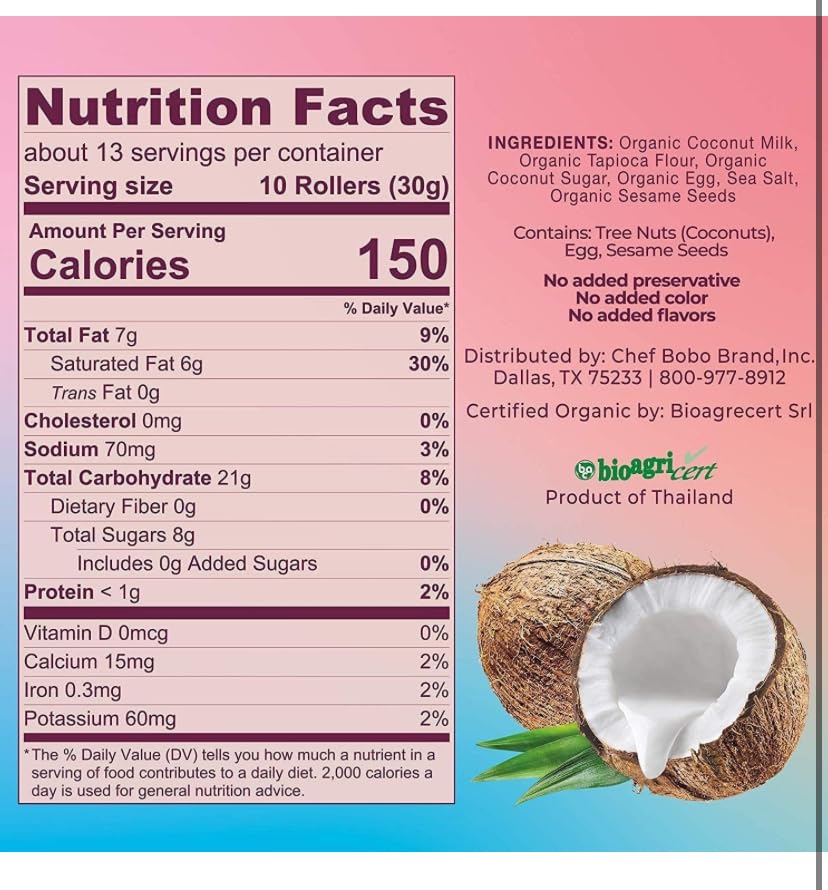 Generic Ava Organics - Coconut Crispy Rollers - Original (Family Size - 14.1 Oz Bag) (2 Pack)