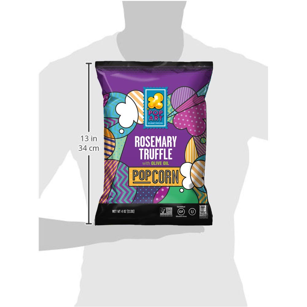 Pop Art Snacks Gourmet Popcorn - Rosemary Truffle With Olive Oil - Gluten Free Vegan Popcorn - Flavored Snacks For Adults, Kids,