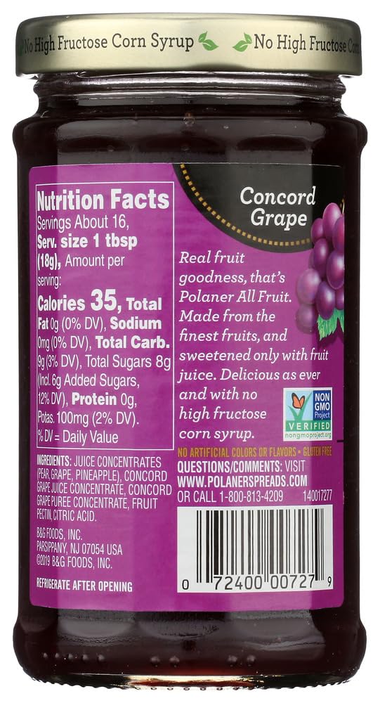 Polaner All Fruit With Fiber Grape Spreadable Fruit 10 Oz (Pack Of 12)