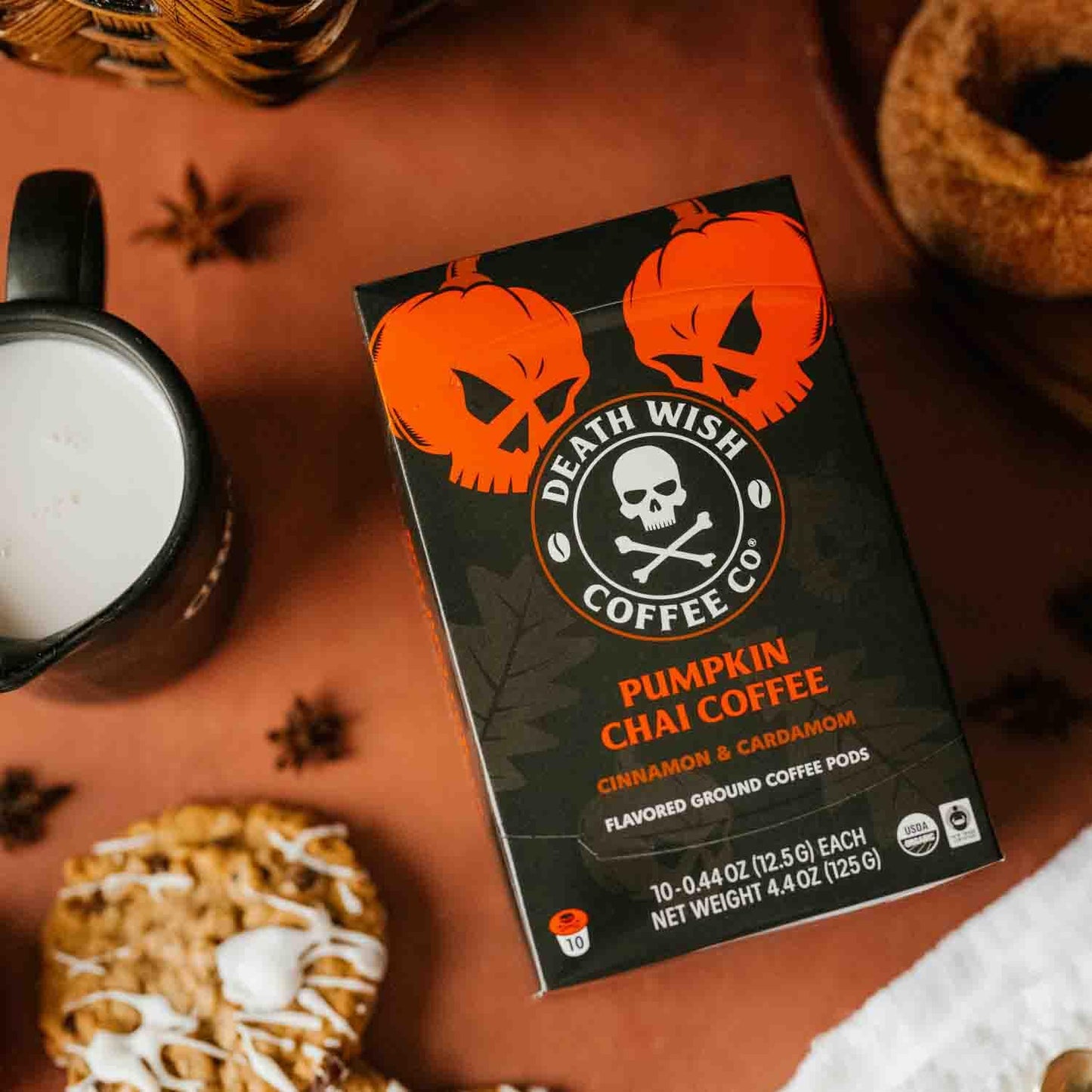 Death Wish Coffee Single Serve Pods, Dark Roast, Pumpkin Chai, 30 Count