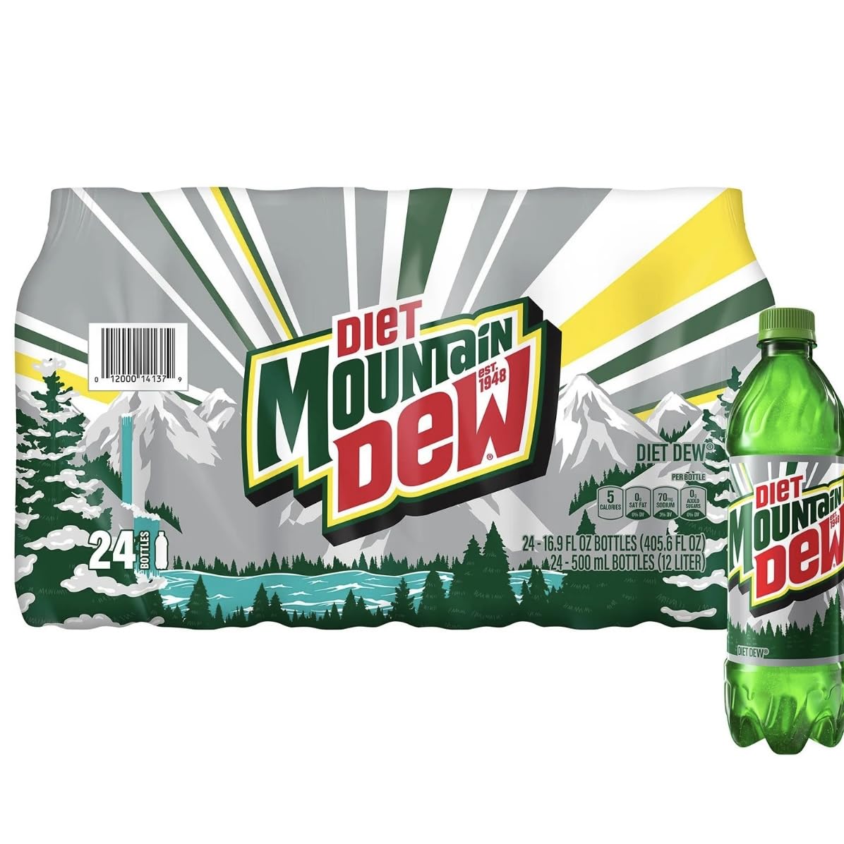 Mountain Dews Diet Soda, 16.9 fl. oz. Bottles, 24 Pack