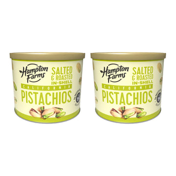 Hampton Farms - Usa Grown Gourmet Nuts - Salted In-Shell Pistachios - 10 Oz. Canisters - 2 Pack