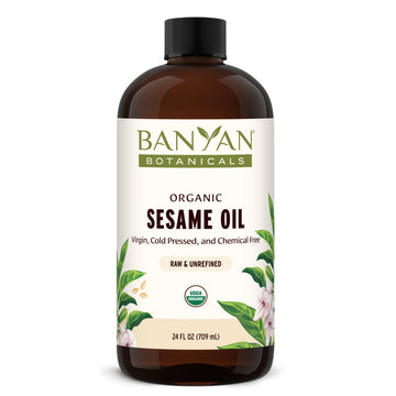 Banyan Botanicals Sesame Oil - Organic & Unrefined Sesame Oil for Skin, Body, Hair & More - Multiple Sizes - 24 oz - Non GMO Sus