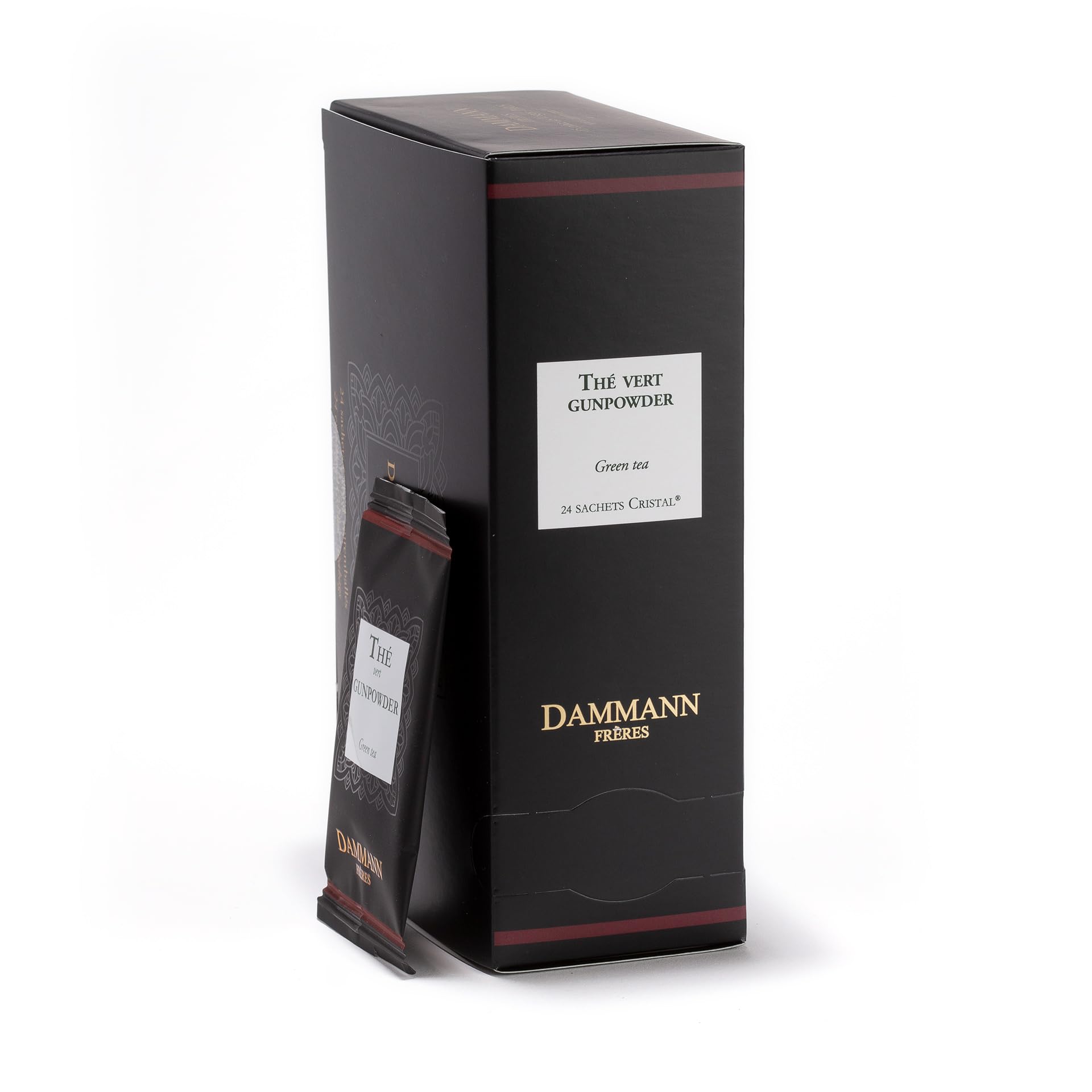 Dammann Freres Satchets  Gunpowder Green Tea Bags  enhanced Gourmet French Tea  Individually Wrapped  24 Count (Single Pack)