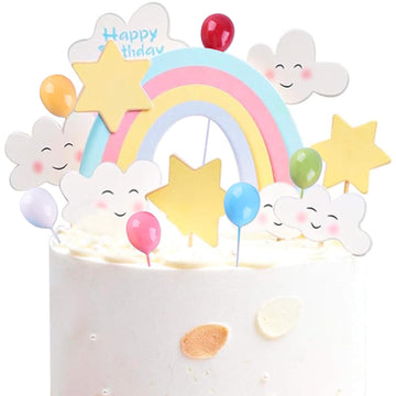 Happy Birthday Cake Topper Cake Decoration Birthday Cake Supplies (Rainbow cake topper)