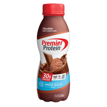 Premier Protein Shake, Chocolate, 30g Protein, 1g Sugar, 24 Vitamins & Minerals, Nutrients to Support Immune Health, 11.5 fl oz