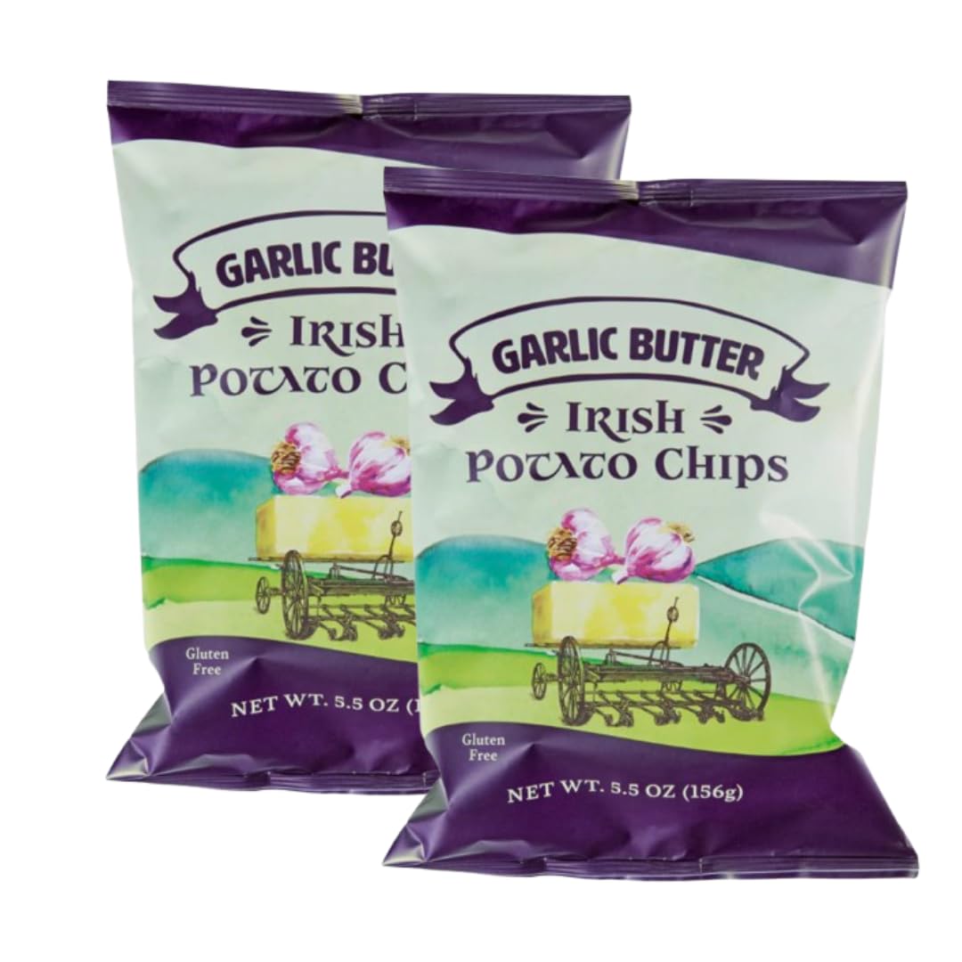 Garlic Butter Irish Potato Chips 5.5 oz (156g) - 2 bags (2 PACK, Garlic Butter Irish Potato Chips)