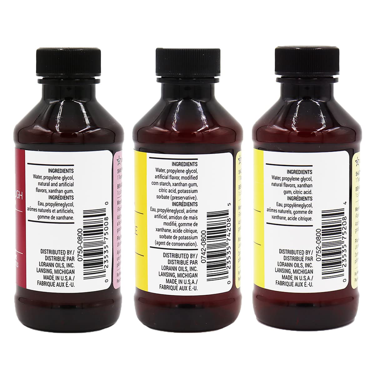 Lorann Bakery Emulsion 3 Pack - Buttery Sweet Dough, Butter Vanilla And Butter - 4 Ounce Bottles