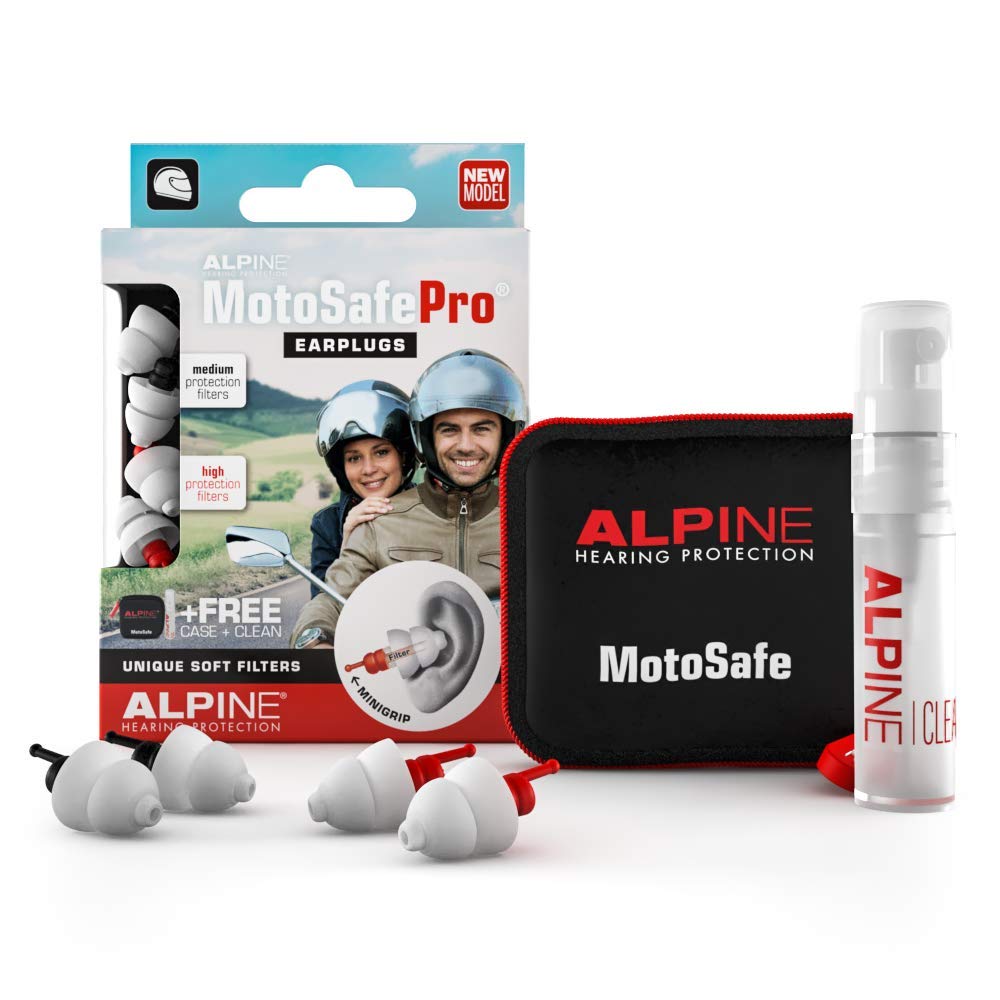 Alpine Motosafe Pro - Premium Motorcycle Ear Plugs For Wind Noise Reduction - 20Db - Motorcycle Hearing Protection - Ultra Soft Comfortable Motorcycle Hearing Protection - 2 Pair