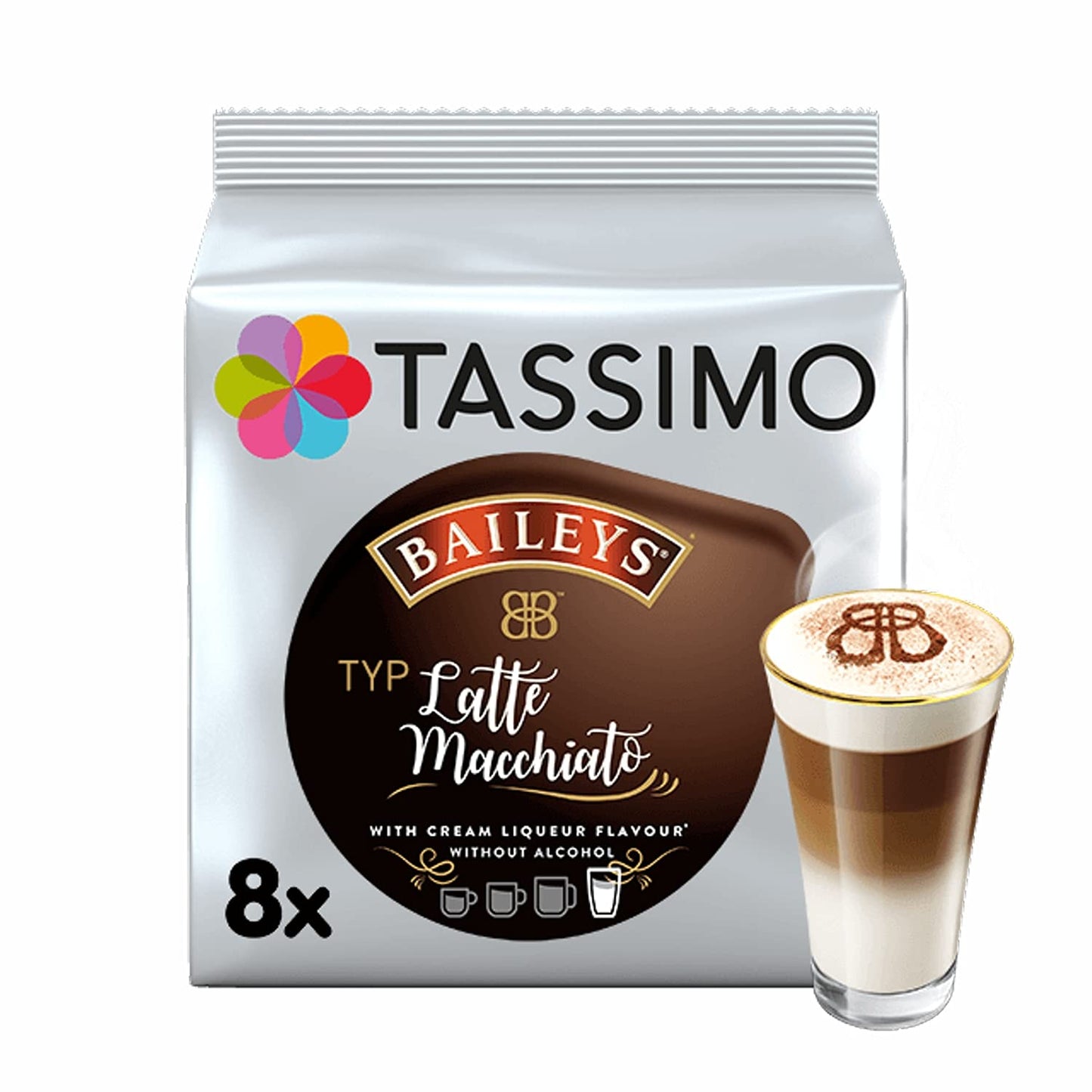 Tassimo Baileys Latte Macchiato Pods - Dark Roast - 16 Count (2-Pack) - For Tassimo Machine