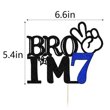 Bro I'M 7 Cake Topper- 7Th Birthday Cake Picks, Officially Teenager Cake Topper, Boy 7Th Birthday Cake Decorations - 7 Years Old