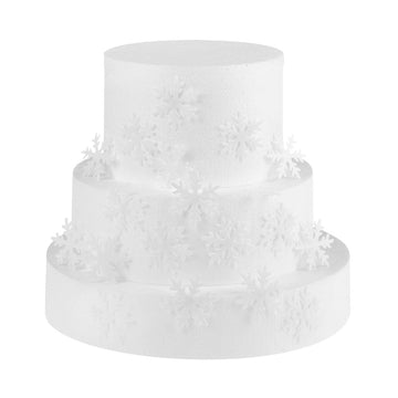 Georld 48Pcs White Edible Cupcake Snowflakes Cake Toppers Decoration For Winter Frozen Theme Party