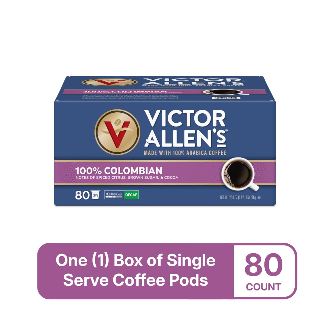 Victor Allens Coffee Decaf Medium Roast Coffee Pods, 80 Count, Single Serve for Keurig, Brown, Model FG017186