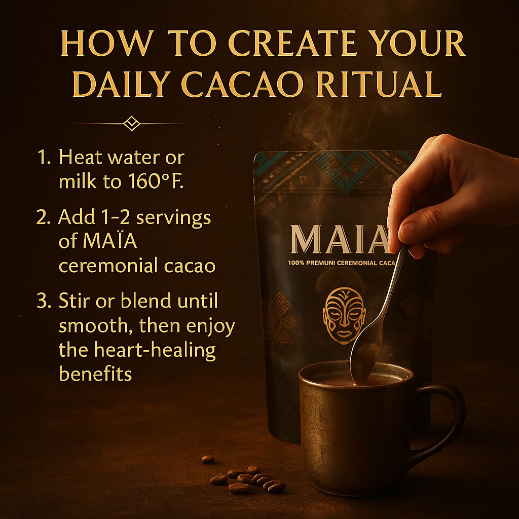 Maia Ceremonial Cacao, with Flavanol, Theobromine, Magnesium and Natural Flavonoids Blend, 100% Organic Cocoa Powder, Improves M