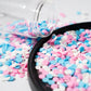 NIPEOR Christmas Rainbow Sprinkles Blue Pink White Confetti Sprinkles 3.53oz/100gEdible Sprinkle Topping Confetti Sprinkles, Rou