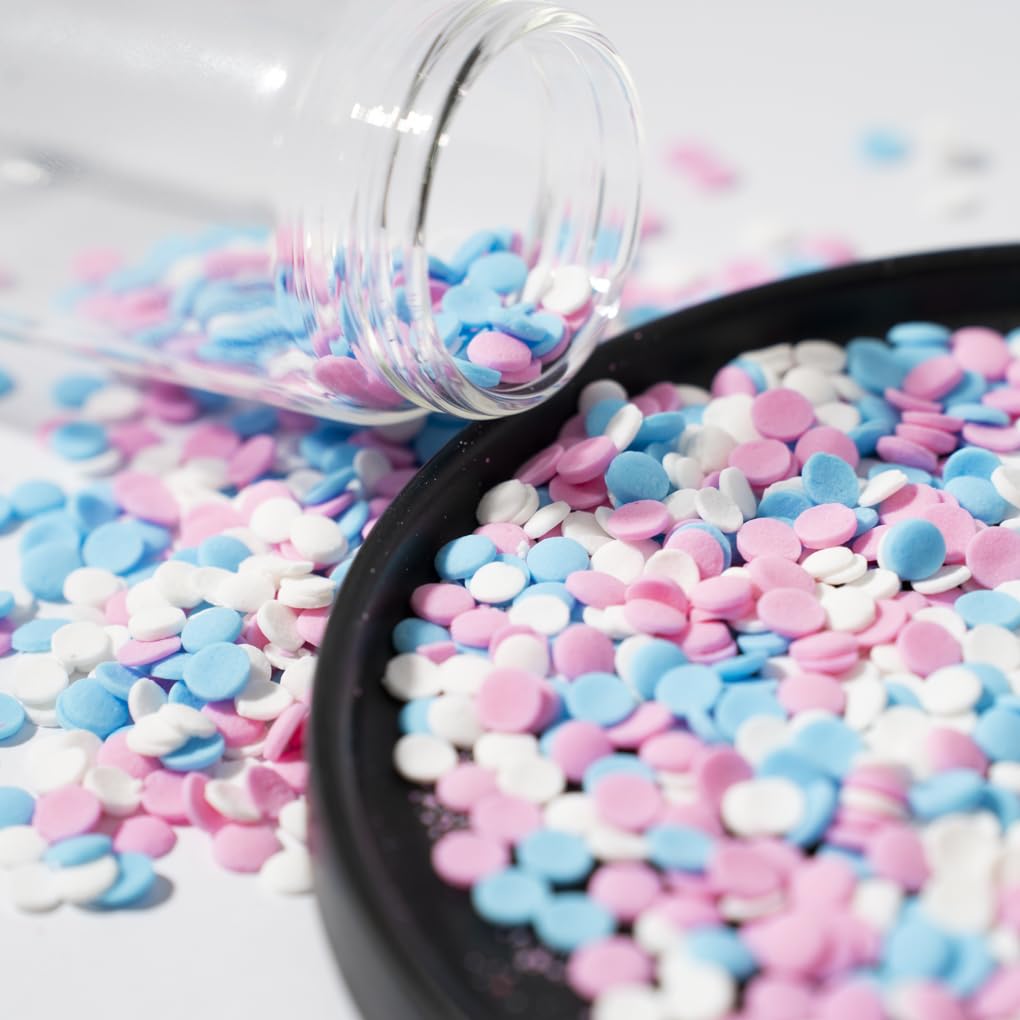 NIPEOR Christmas Rainbow Sprinkles Blue Pink White Confetti Sprinkles 3.53oz/100gEdible Sprinkle Topping Confetti Sprinkles, Rou