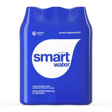 smartwater Packaged Drinking Water, 33.8 Fl Oz, Clear, Pack of 6, Model 786162102812