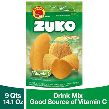 Zuko Mango Instant Powder Drink | Family Pack | No Sugar Needed | Vitamin C | 14.1 Ounce (Pack of 2)