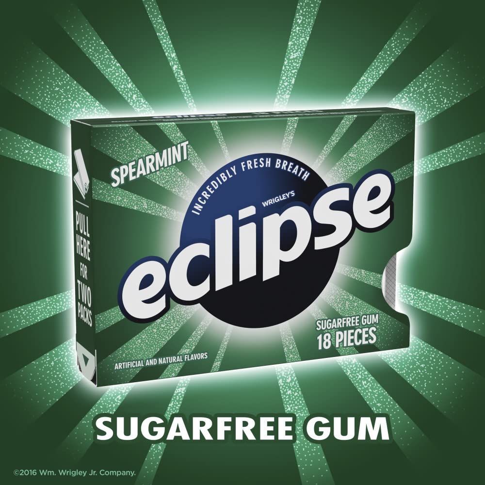 Eclipse Gum Spearmint Sugar Free Gum,18 Count (Pack Of 8)