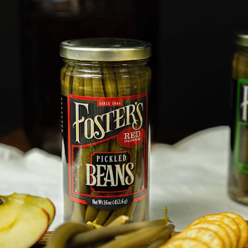 Fosters Pickled Green Beans, Variety Pack, Original and Red Pepper, 16oz, 2 Pack, Traditional Pickled Vegetables Recipe for ove