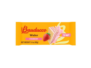 Bauducco Wafer Cookies, Strawberry, Single Serve, 14.1 Oz (Pack Of 10) - Individually Wrapped Crispy Wafers - Triple-Layer Cream