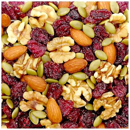 Omega 3 Nice Nut Trail Mix: Cranberries, Almonds, Walnuts & Pumpkin Seeds, Snacking Snack Food Treat 7oz Bag