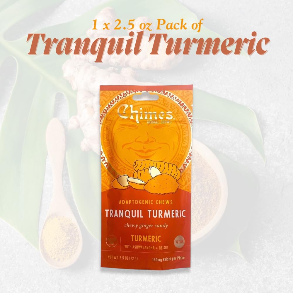 Chimes Adaptogen Ginger Chews Variety Pack Of 2, Tranquil Turmeric And Calmer Cacao, 5 Oz Total Ginger, Ashwagandha, Reishi, Tur