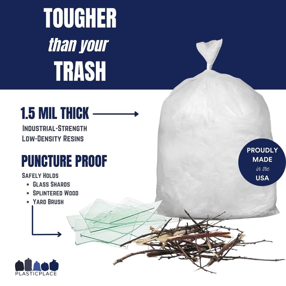 Plasticplace 55-60 Gallon Trash Bags A 15 Mil A Clear Heavy Duty Garbage Can Liners A 38A X 58A (50Count)