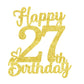 27 Birthday Cake Toppers-Gold Glitter, 27Th Cake Topper For Men,27 Cake Topper For Women, 27Th Birthday Decorations,27Th Birthda