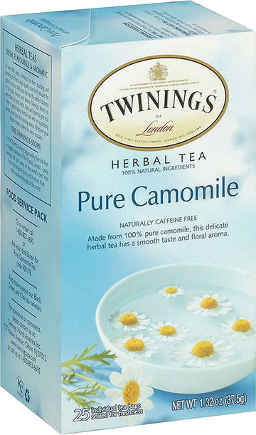 Twinings Of London Pure Camomile Herbal Tea Bags, 25 Count