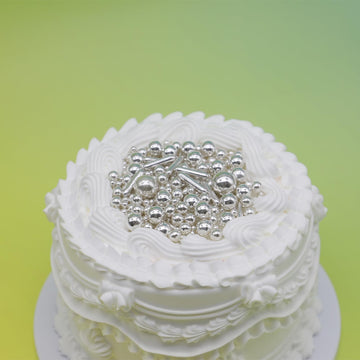 Sliver Sprinkles For Cake Decorating, 4.6Oz Silver Rod And Pearl Sprinkles Mix For Baking, Cupcake, Cookie, Ice Cream, Donuts An