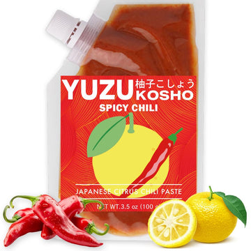 Red Yuzu Kosho - Japanese Spicy Citrus Chili Condiment, Vegan, No Additives, 3.5 oz (100g), Bold Umami Seasoning